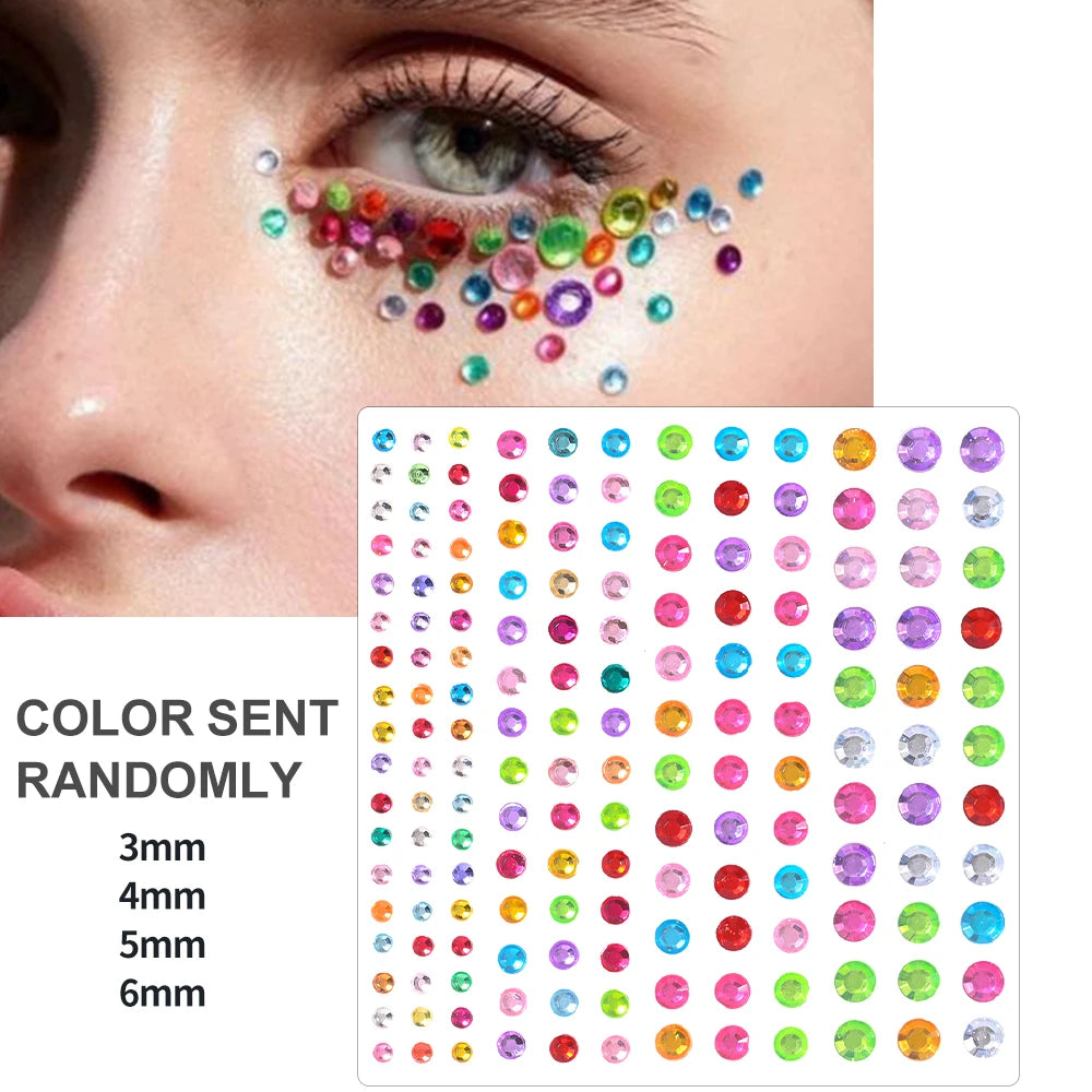 162/216/900Pcs Face/Body Gems Stickers