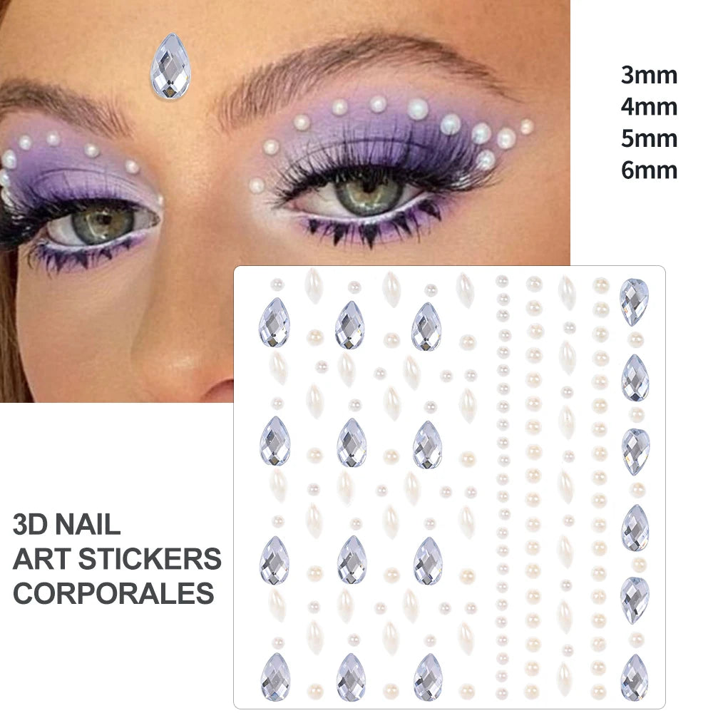 162/216/900Pcs Face/Body Gems Stickers