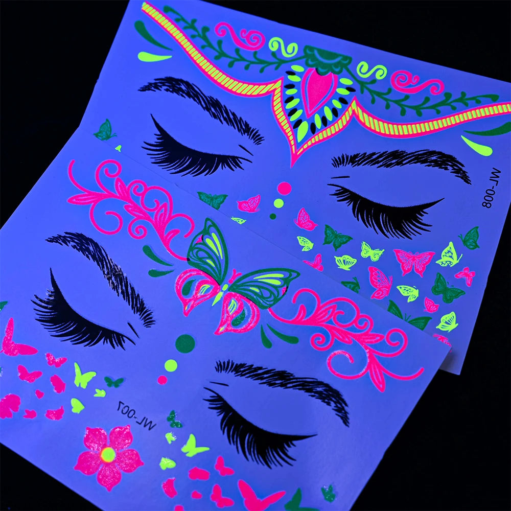 Fluorescent Face/Body Temporary Tattoos (Waterproof)