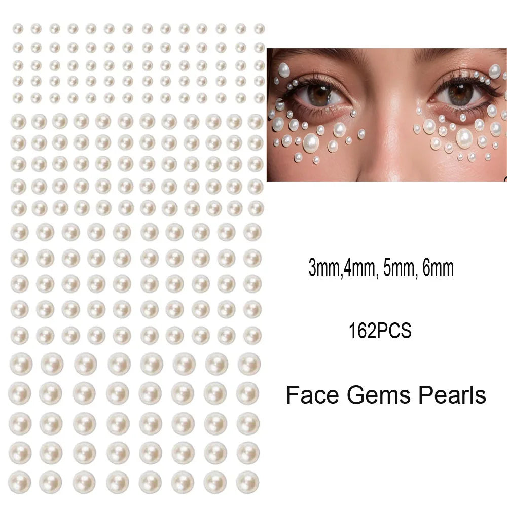 162/216/900Pcs Face/Body Gems Stickers