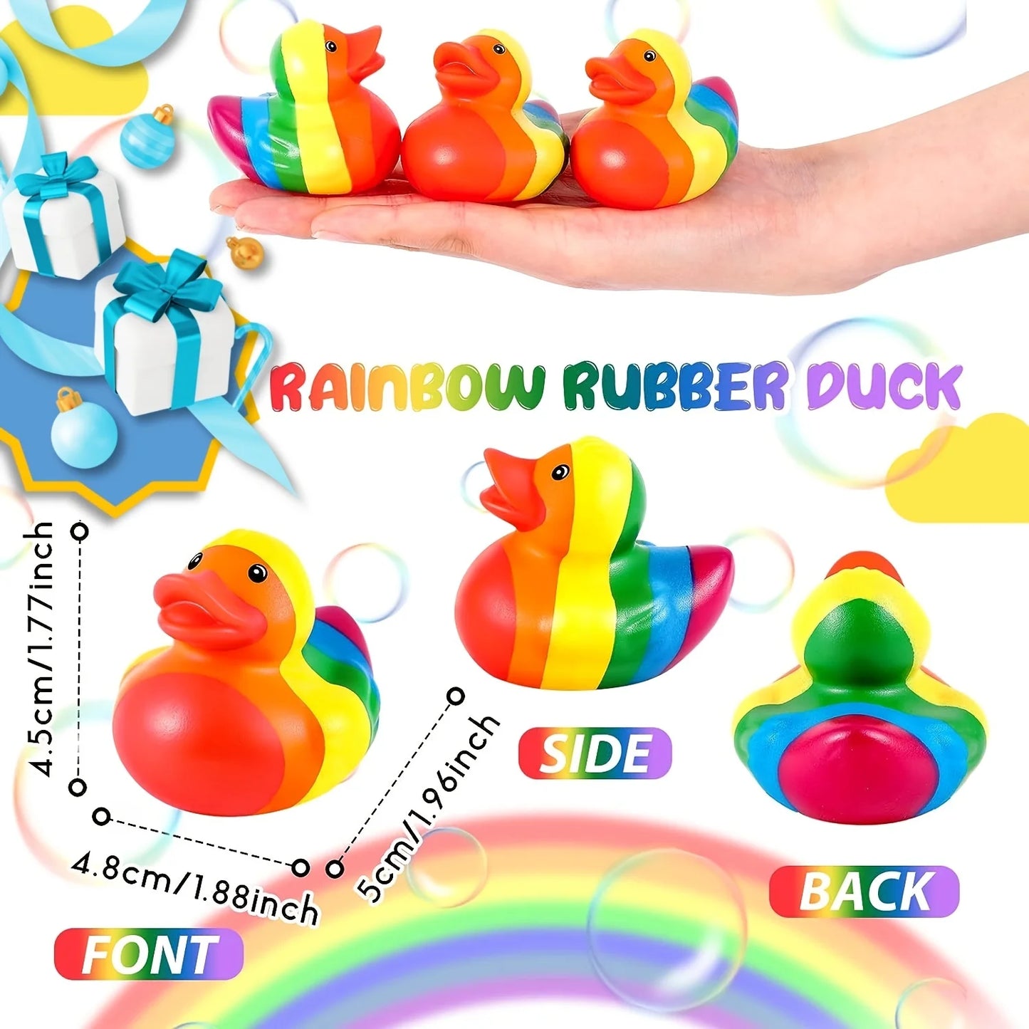 12pcs Mini Rainbow Rubber Duckies