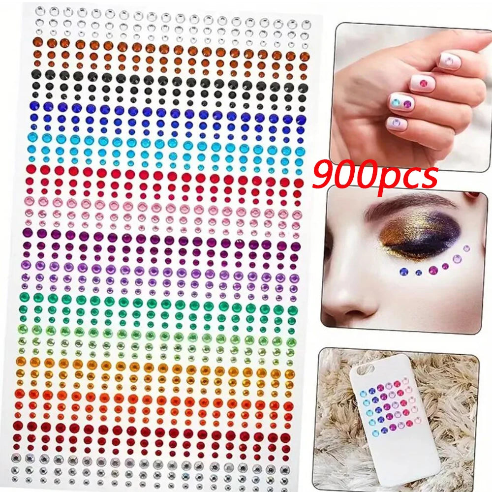 162/216/900Pcs Face/Body Gems Stickers