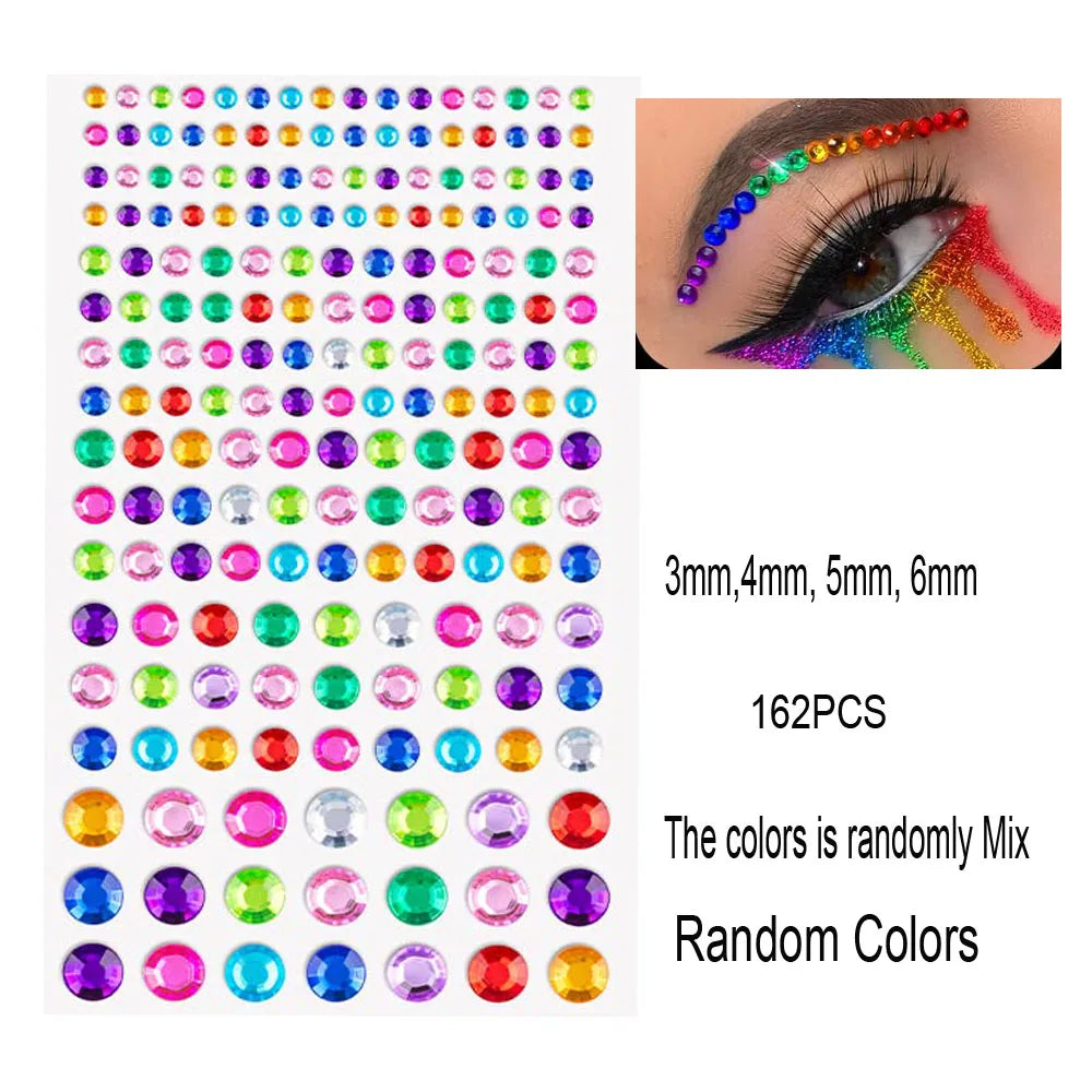 162/216/900Pcs Face/Body Gems Stickers