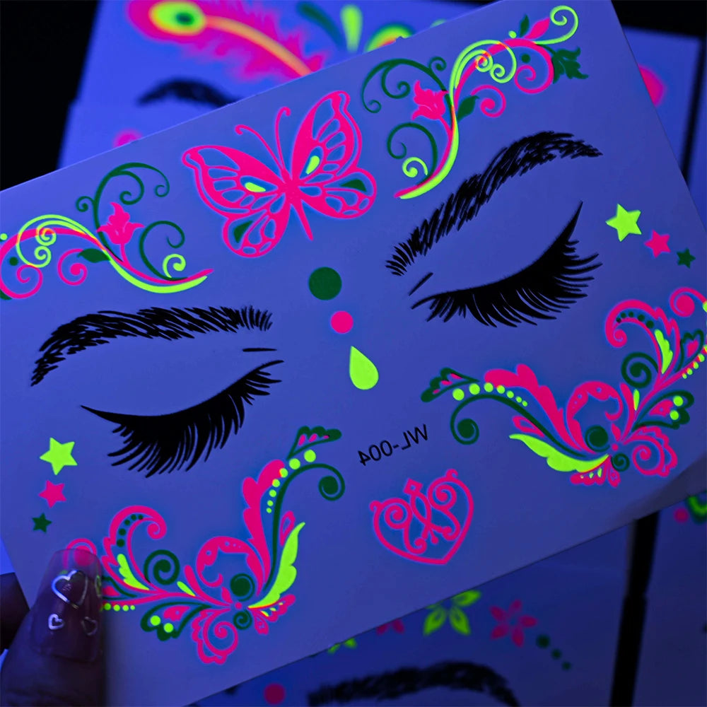 Fluorescent Face/Body Temporary Tattoos (Waterproof)