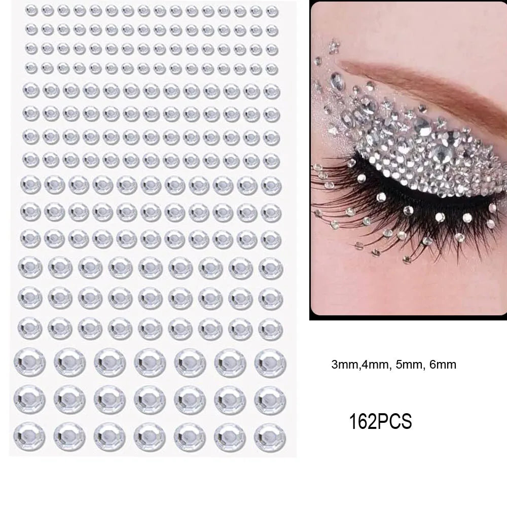 162/216/900Pcs Face/Body Gems Stickers