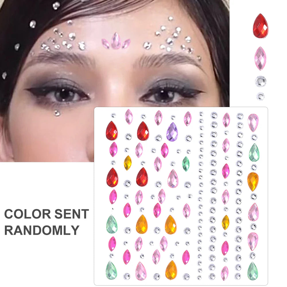 162/216/900Pcs Face/Body Gems Stickers