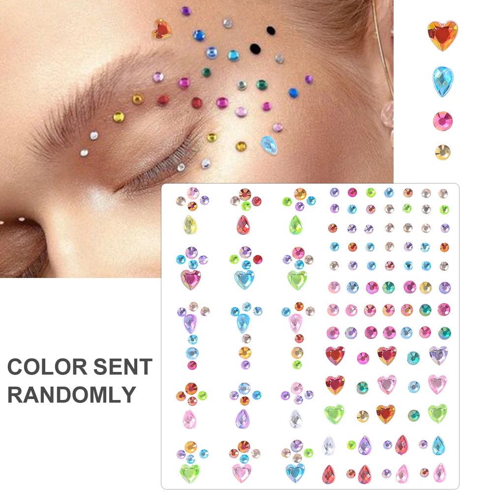 162/216/900Pcs Face/Body Gems Stickers