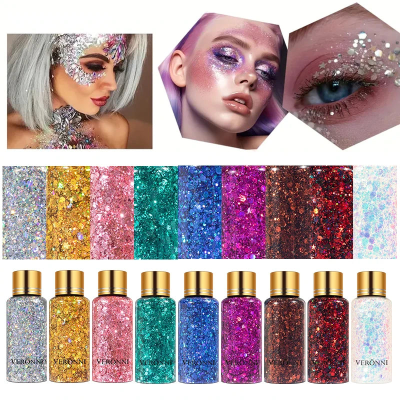 Gel Glitter for Hair,Face and Body Makeup