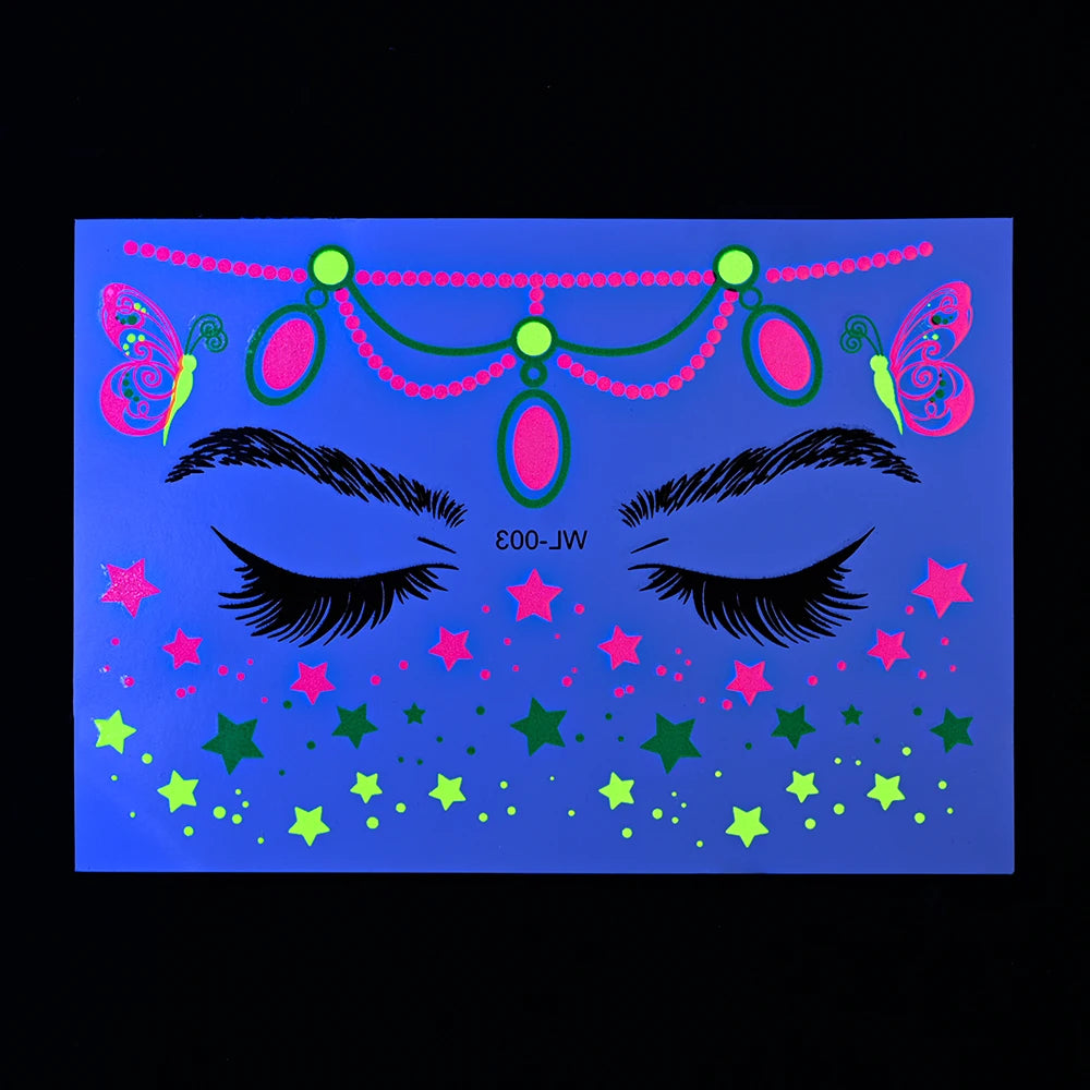 Fluorescent Face/Body Temporary Tattoos (Waterproof)