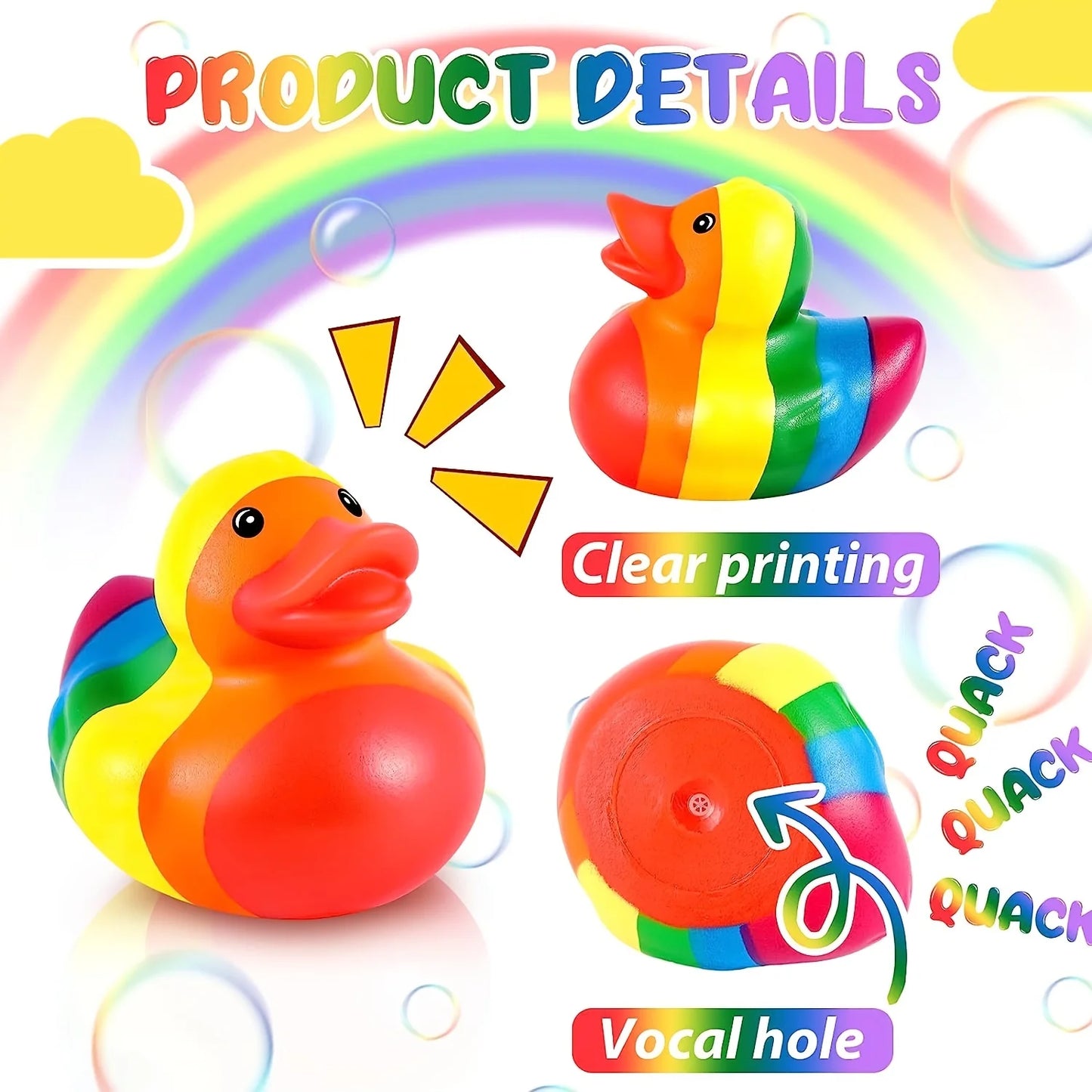 12pcs Mini Rainbow Rubber Duckies