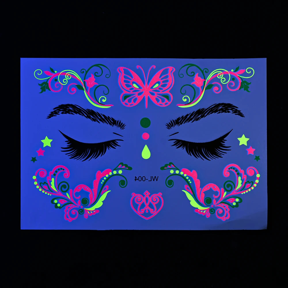 Fluorescent Face/Body Temporary Tattoos (Waterproof)