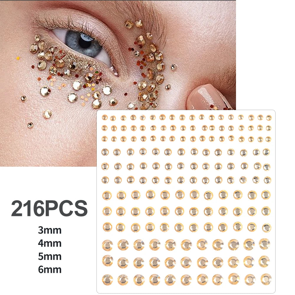 162/216/900Pcs Face/Body Gems Stickers