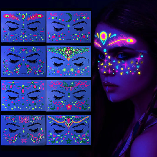 Fluorescent Face/Body Temporary Tattoos (Waterproof)