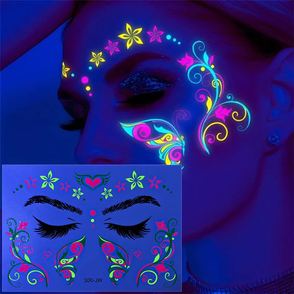 Fluorescent Face/Body Temporary Tattoos (Waterproof)