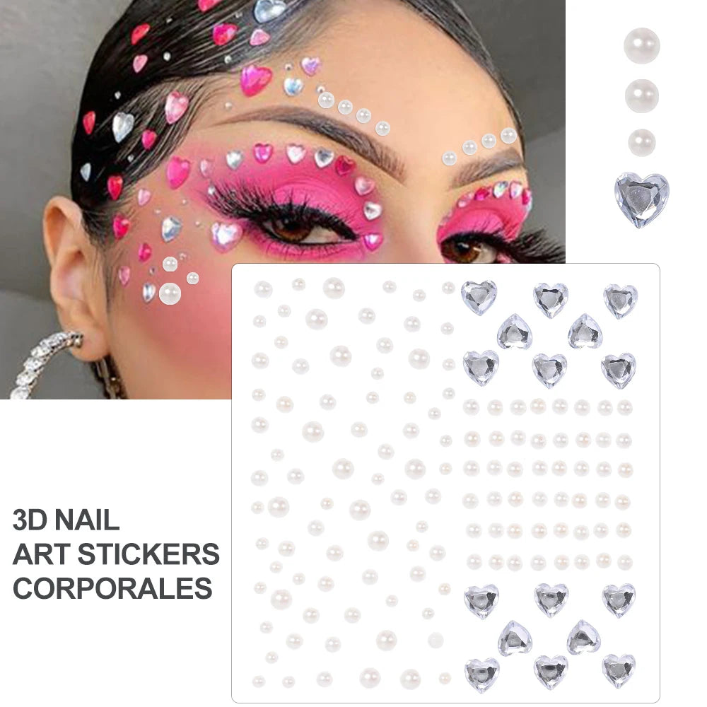 162/216/900Pcs Face/Body Gems Stickers