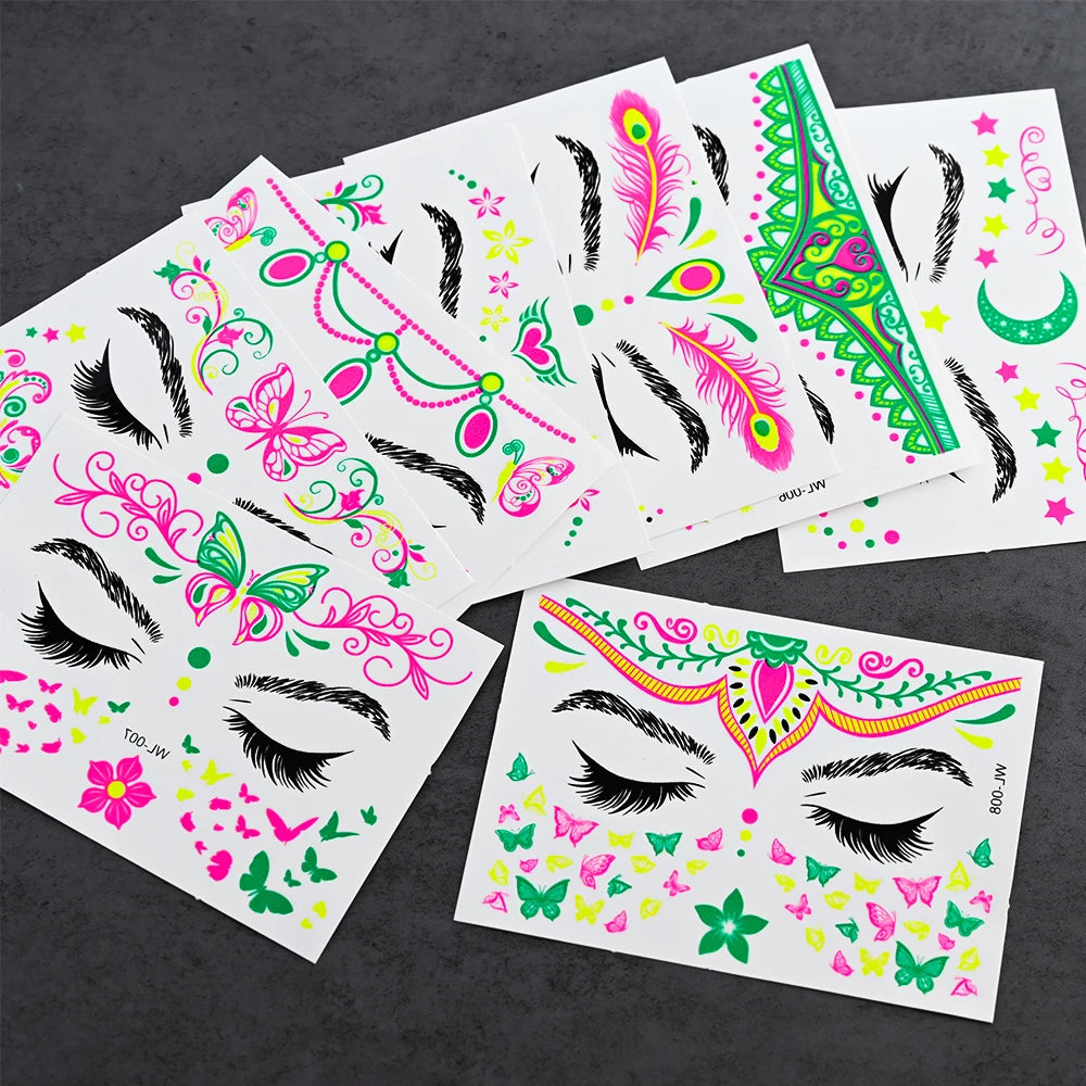 Fluorescent Face/Body Temporary Tattoos (Waterproof)