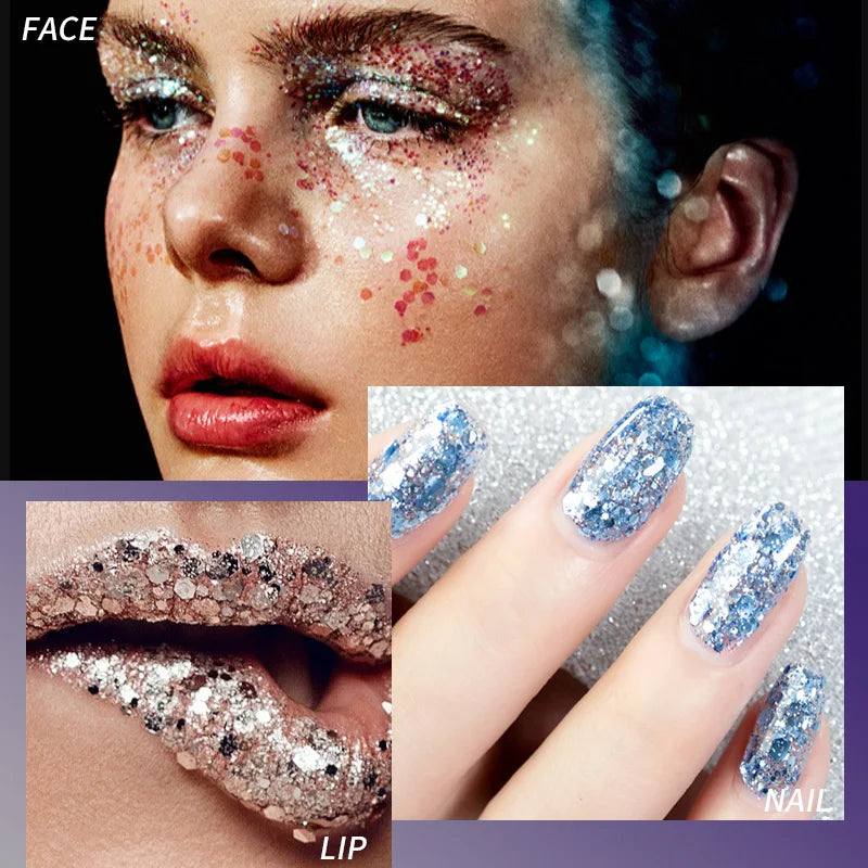 Gel Glitter for Hair,Face and Body Makeup