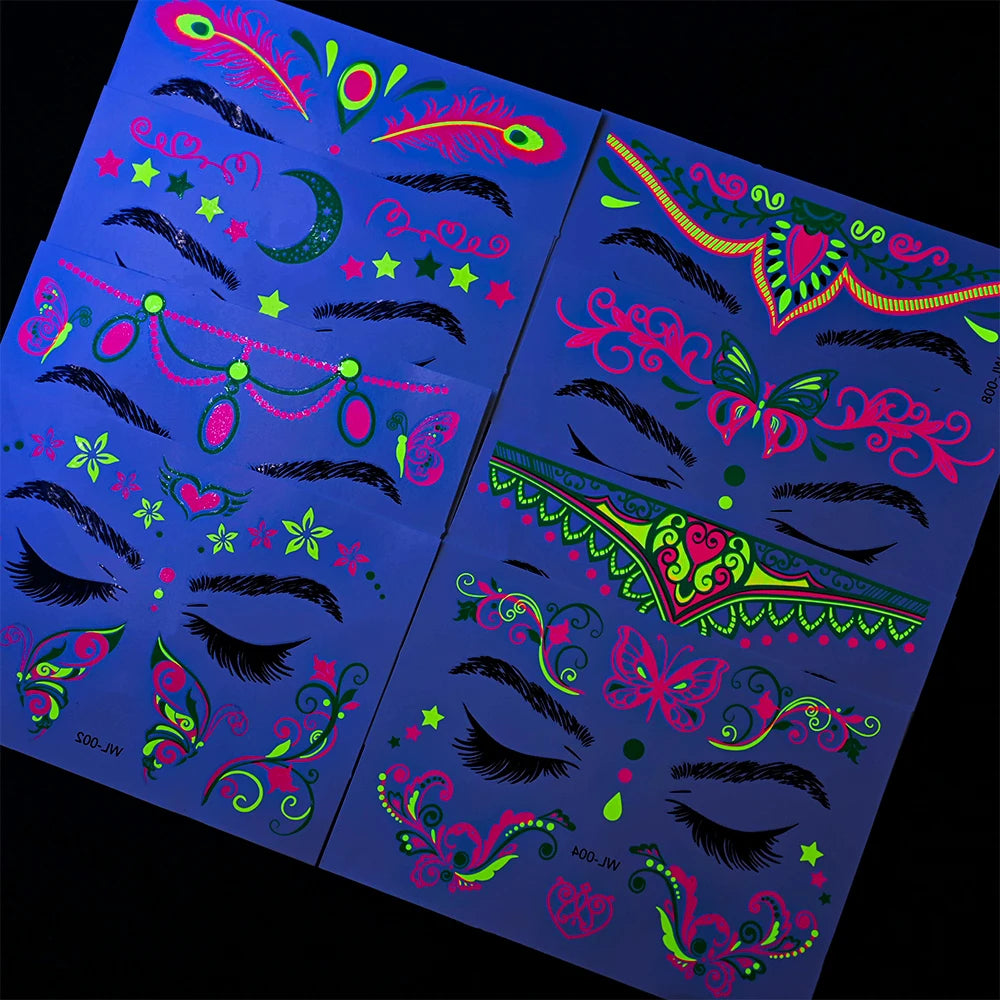 Fluorescent Face/Body Temporary Tattoos (Waterproof)