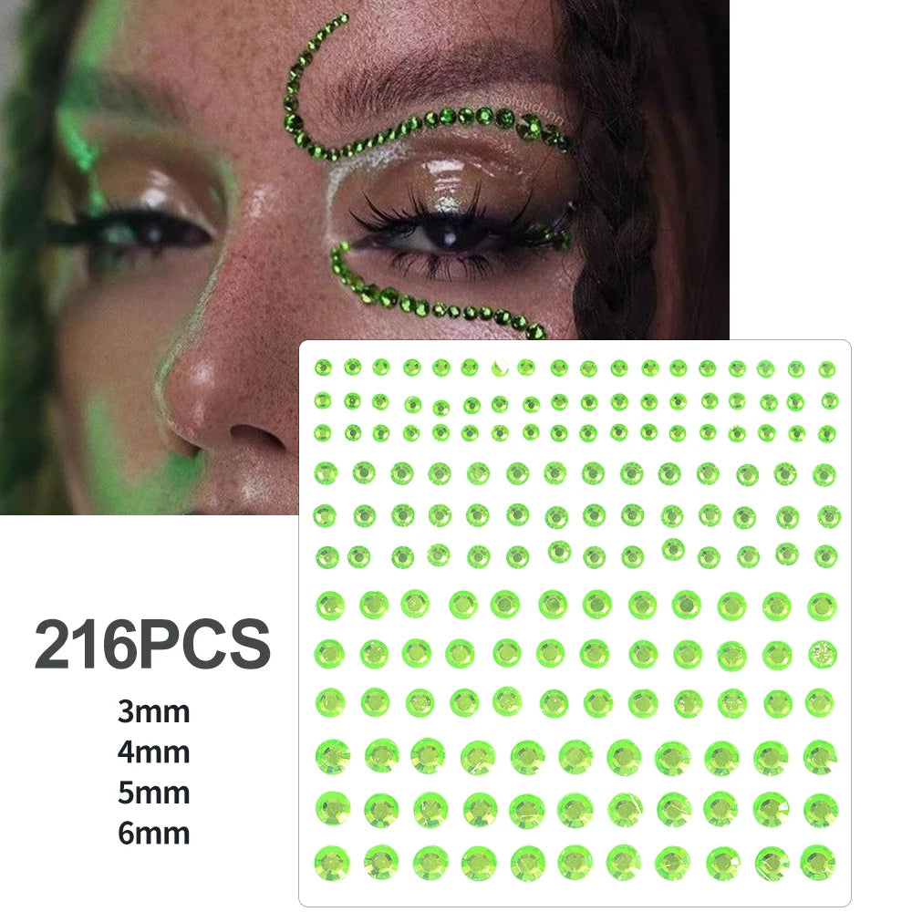 162/216/900Pcs Face/Body Gems Stickers