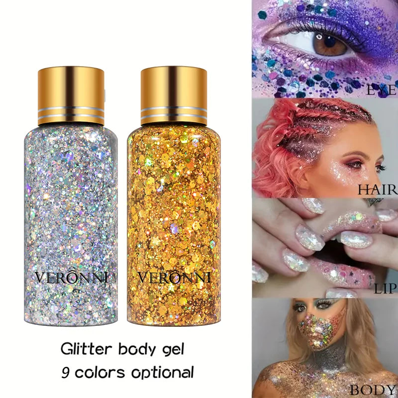 Gel Glitter for Hair,Face and Body Makeup