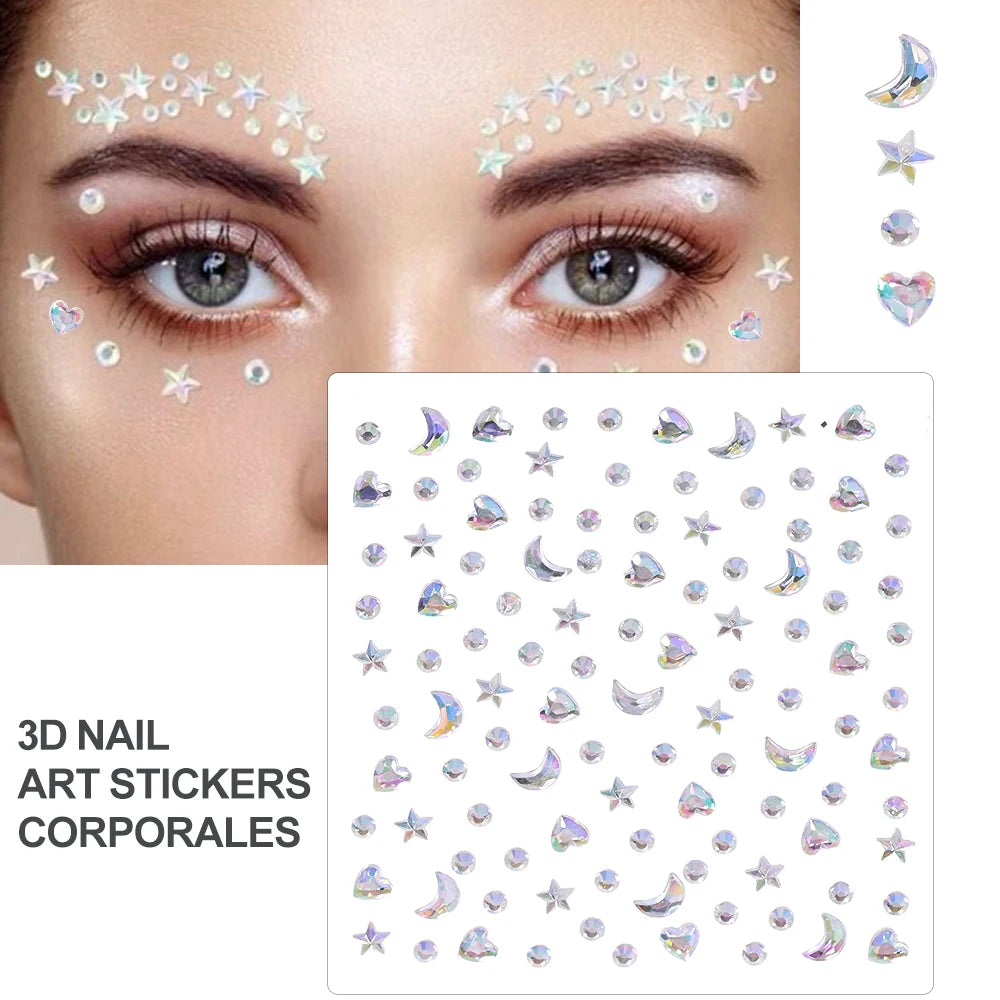 162/216/900Pcs Face/Body Gems Stickers