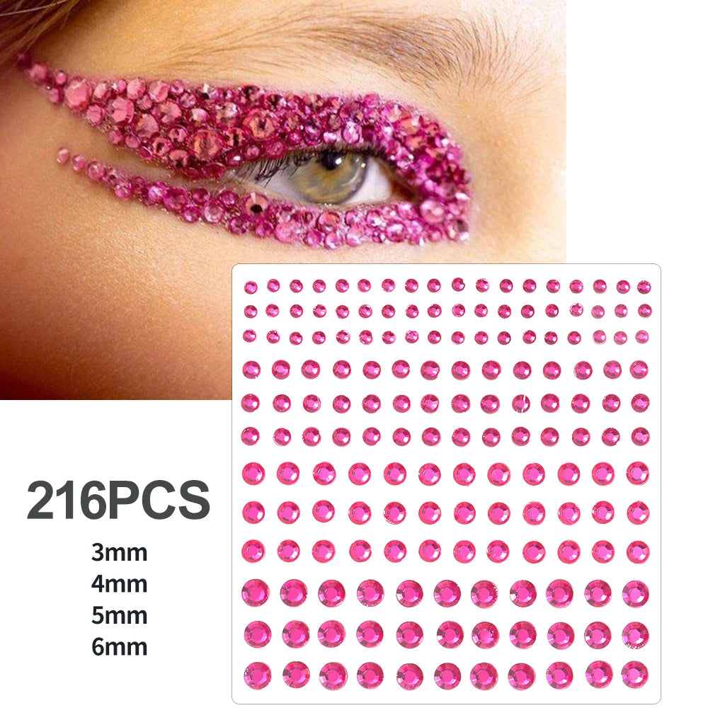 162/216/900Pcs Face/Body Gems Stickers