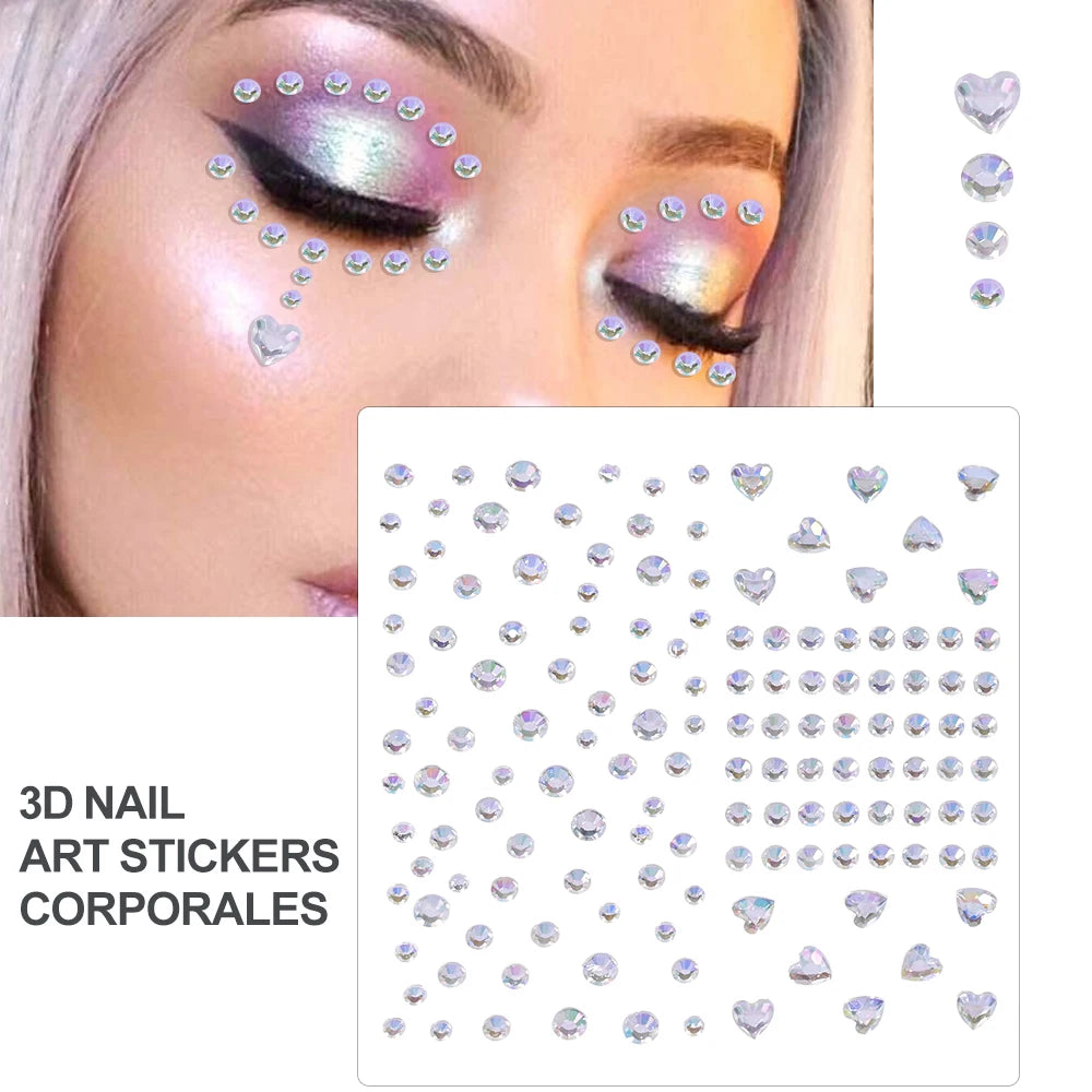 162/216/900Pcs Face/Body Gems Stickers