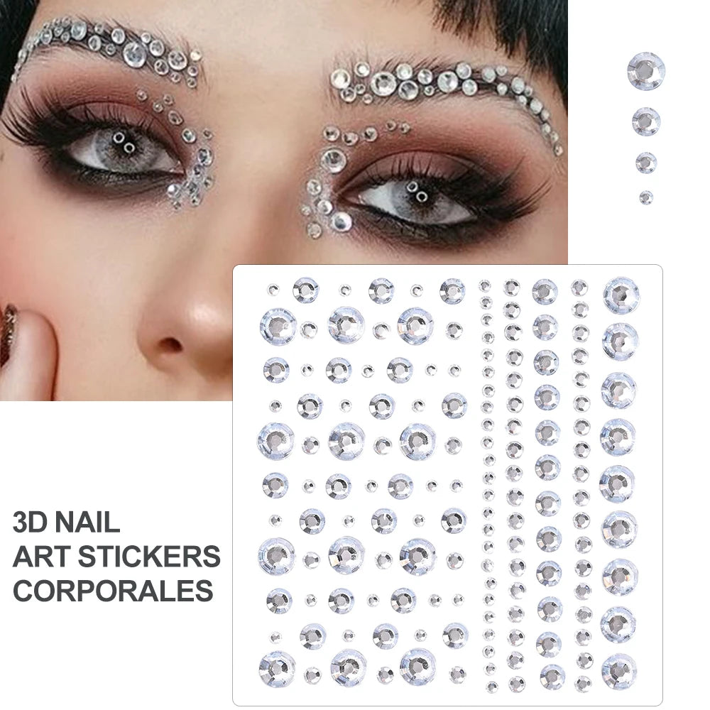 162/216/900Pcs Face/Body Gems Stickers