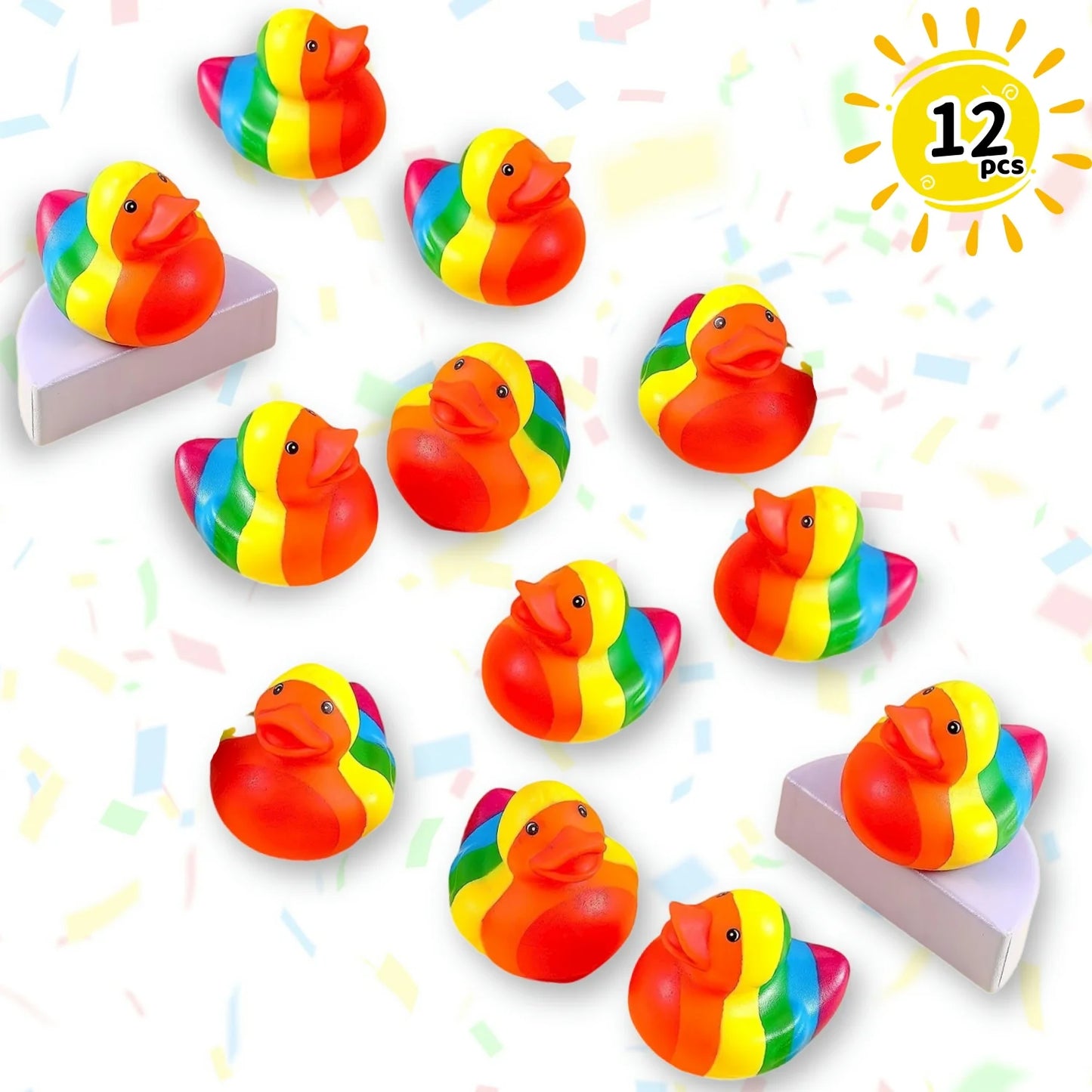 12pcs Mini Rainbow Rubber Duckies