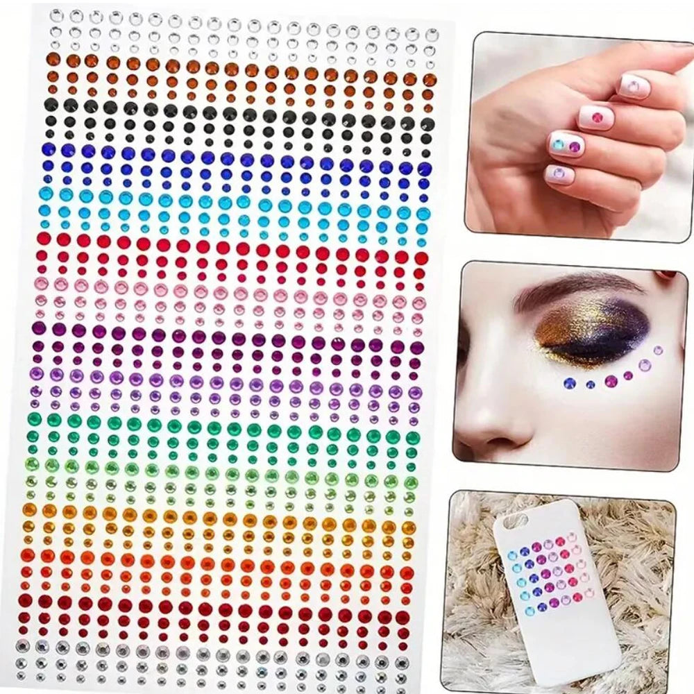 162/216/900Pcs Face/Body Gems Stickers