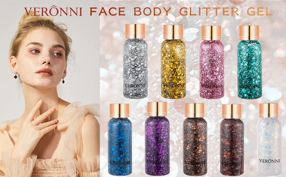 Gel Glitter for Hair,Face and Body Makeup