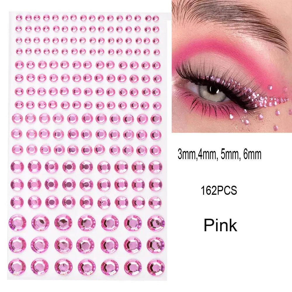 162/216/900Pcs Face/Body Gems Stickers