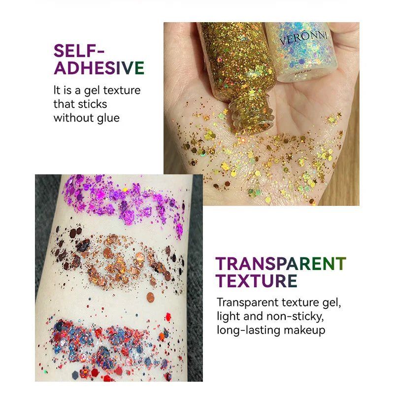 Gel Glitter for Hair,Face and Body Makeup