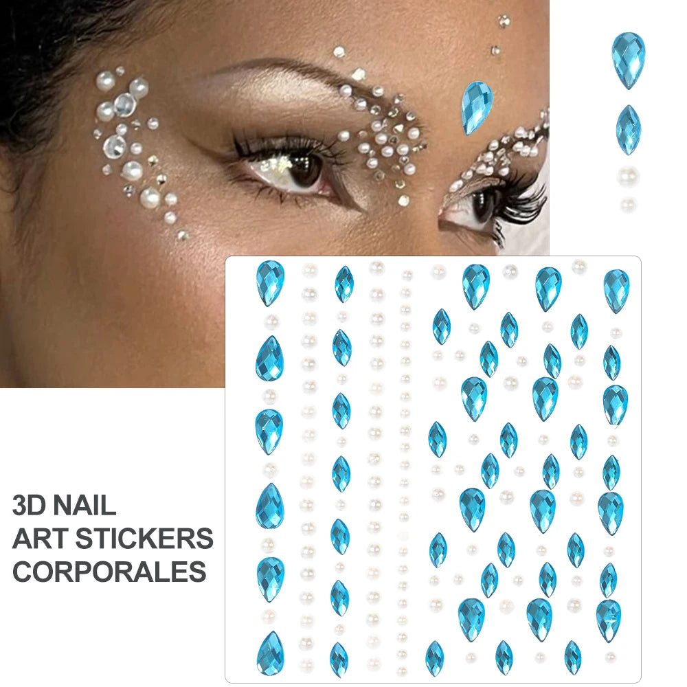 162/216/900Pcs Face/Body Gems Stickers