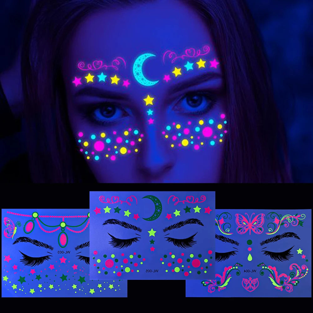 Fluorescent Face/Body Temporary Tattoos (Waterproof)