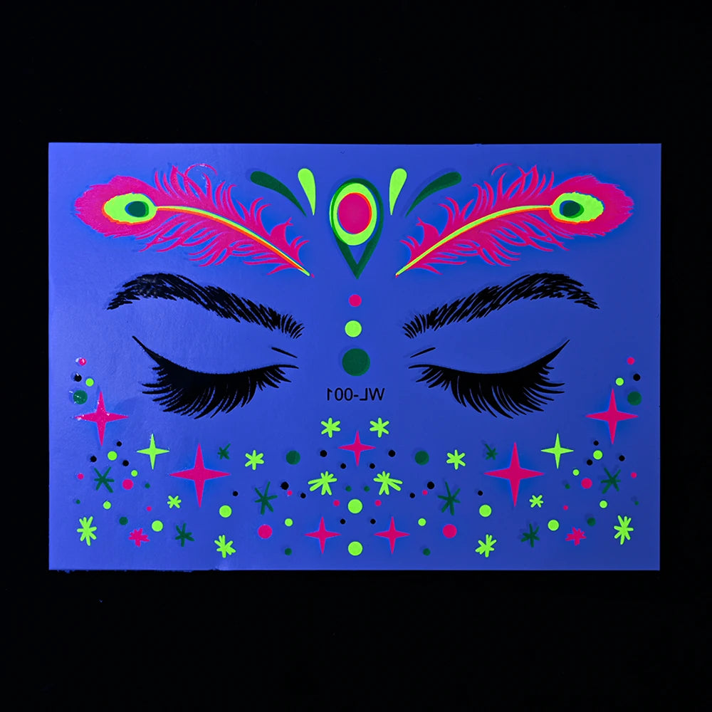 Fluorescent Face/Body Temporary Tattoos (Waterproof)