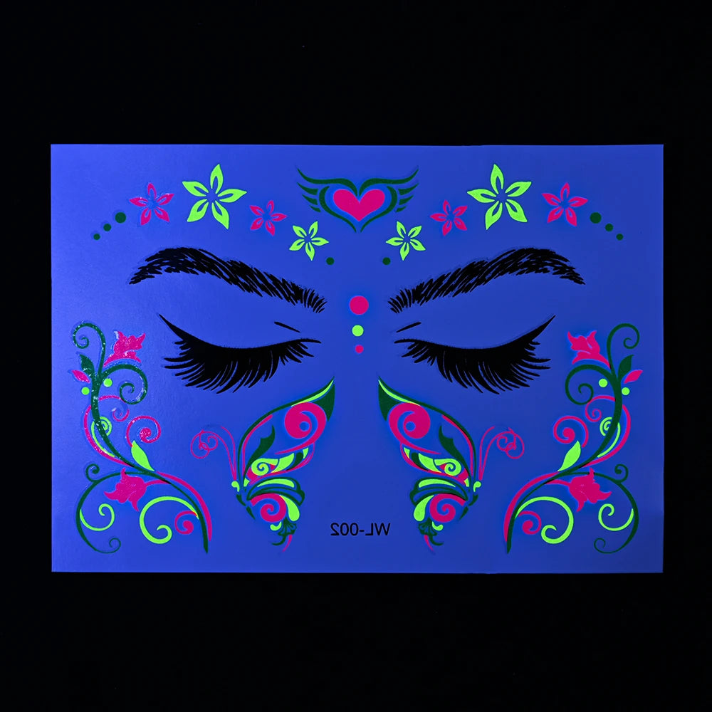 Fluorescent Face/Body Temporary Tattoos (Waterproof)