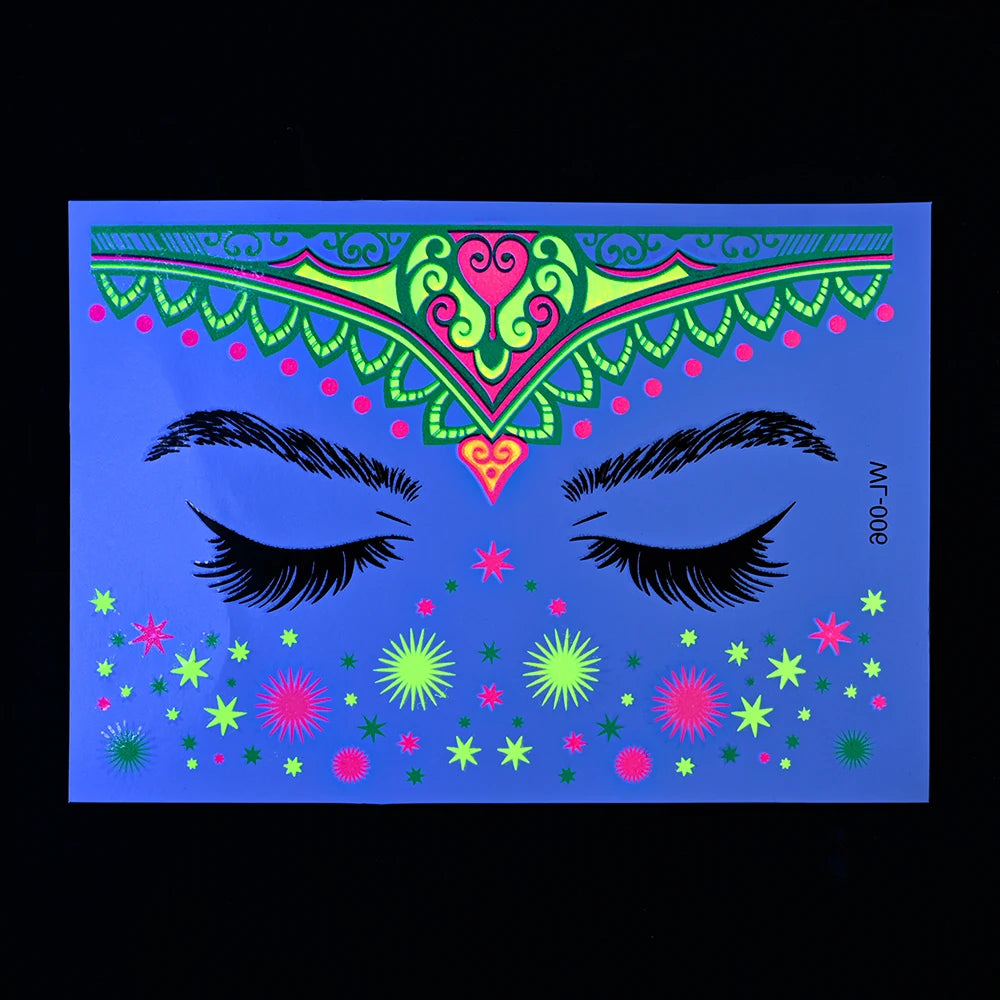 Fluorescent Face/Body Temporary Tattoos (Waterproof)