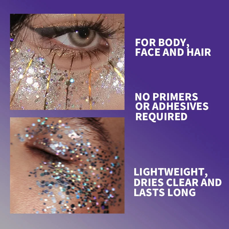 Gel Glitter for Hair,Face and Body Makeup